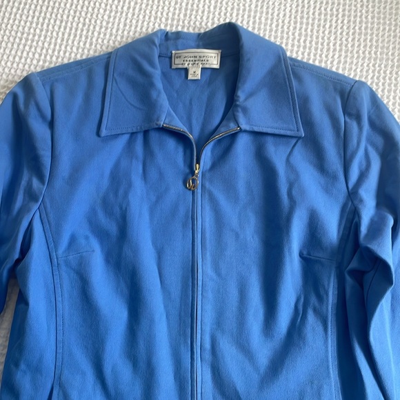 St John Sport Blue Zip Up Blazer Jacket Sz M - Picture 2 of 7